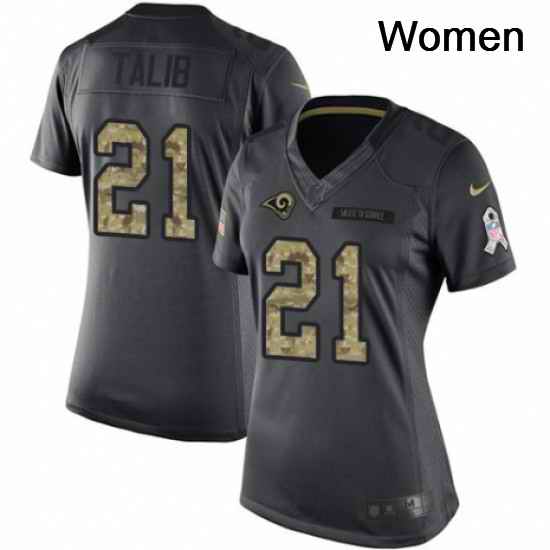 Womens Nike Los Angeles Rams 21 Aqib Talib Limited Black 2016 Salute to Service NFL Jersey
